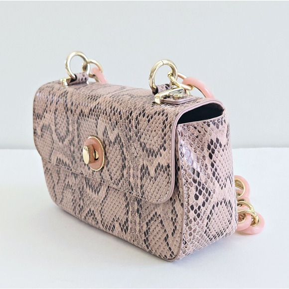 Topshop Shoulder Bag Pink Snake Print Baguette Maximalist Cocktail Party Kawaii - Picture 6 of 14